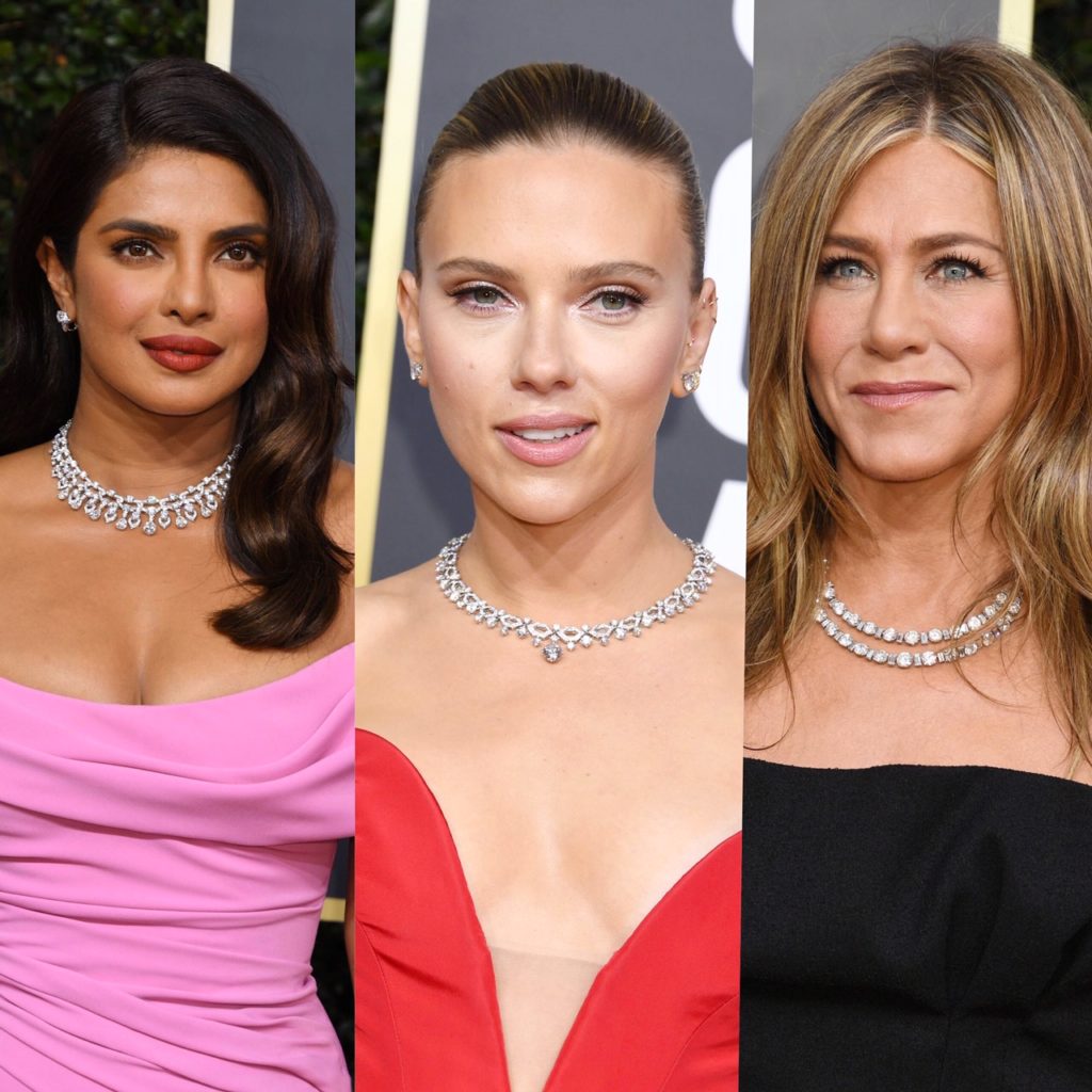 Celebrities Shine in Statement Platinum Jewelry for Golden Globes 2020