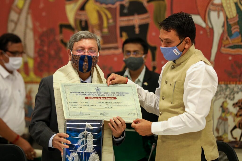 Vedanta Jharsuguda wins the ‘Best Exporter’ Award by Govt. of Odisha