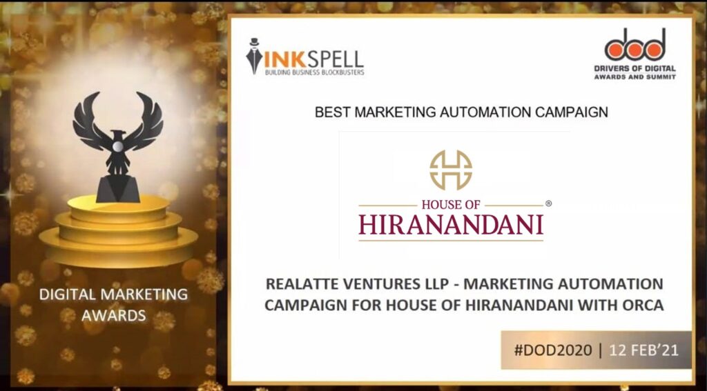 House of Hiranandani wins Gold Award in the Best Marketing Automation Campaign category at ‘Drivers of Digital Awards & Summit 2021’